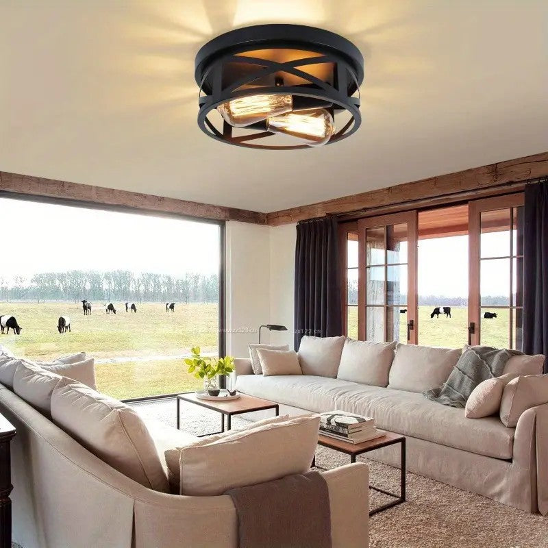 【Embedded chandelier】a rustic metal cage-style chandelier, suitable for corridors, kitchens, hallways, and bedrooms