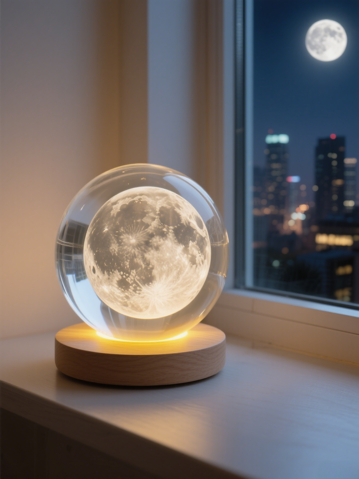 【Hold the Moon】LED glass crystal ball night light