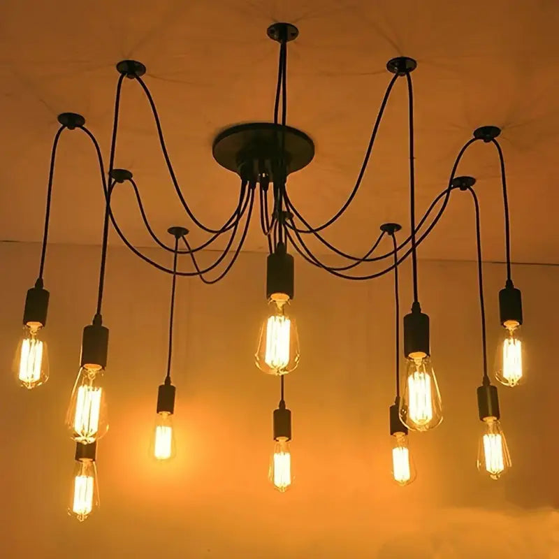 【Classic black spider chandelier】chandelier for villa living room, 6-head retro minimalist chandelier/black