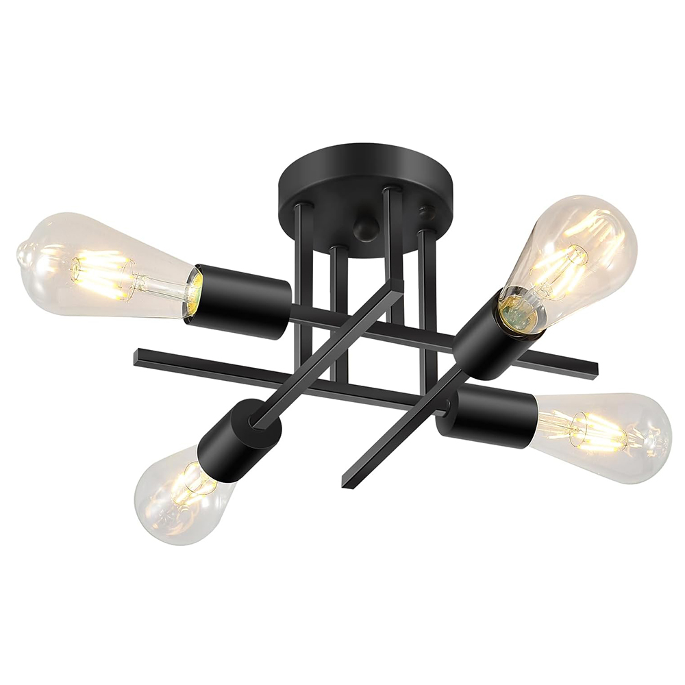 【Modern Sputnik chandelier】 6-lamp ceiling light, recessed ceiling, black, metal
