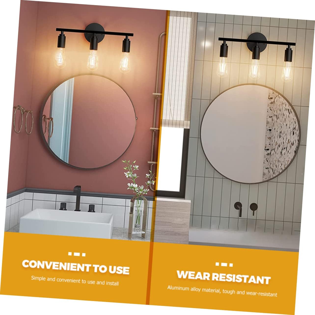 【3Lamp for bathroom】 black modern dresser lamp, bathroom wall lamp