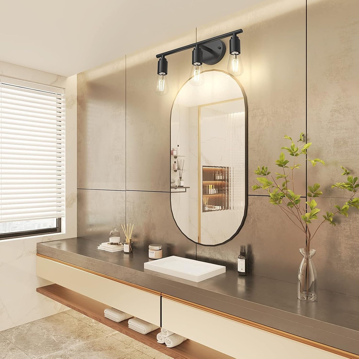【3Lamp for bathroom】 black modern dresser lamp, bathroom wall lamp
