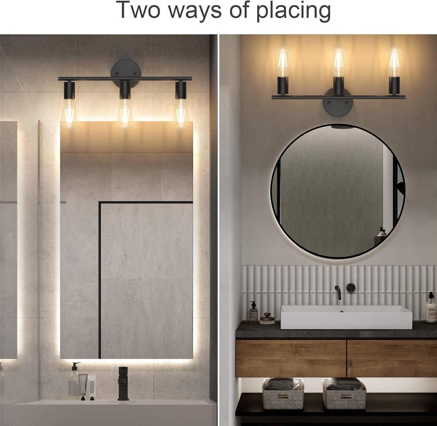 【3Lamp for bathroom】 black modern dresser lamp, bathroom wall lamp