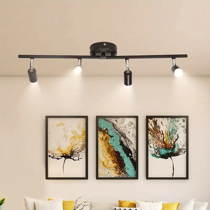 【4-light track lighting kit, black】ceiling spotlight, flexible swivel head