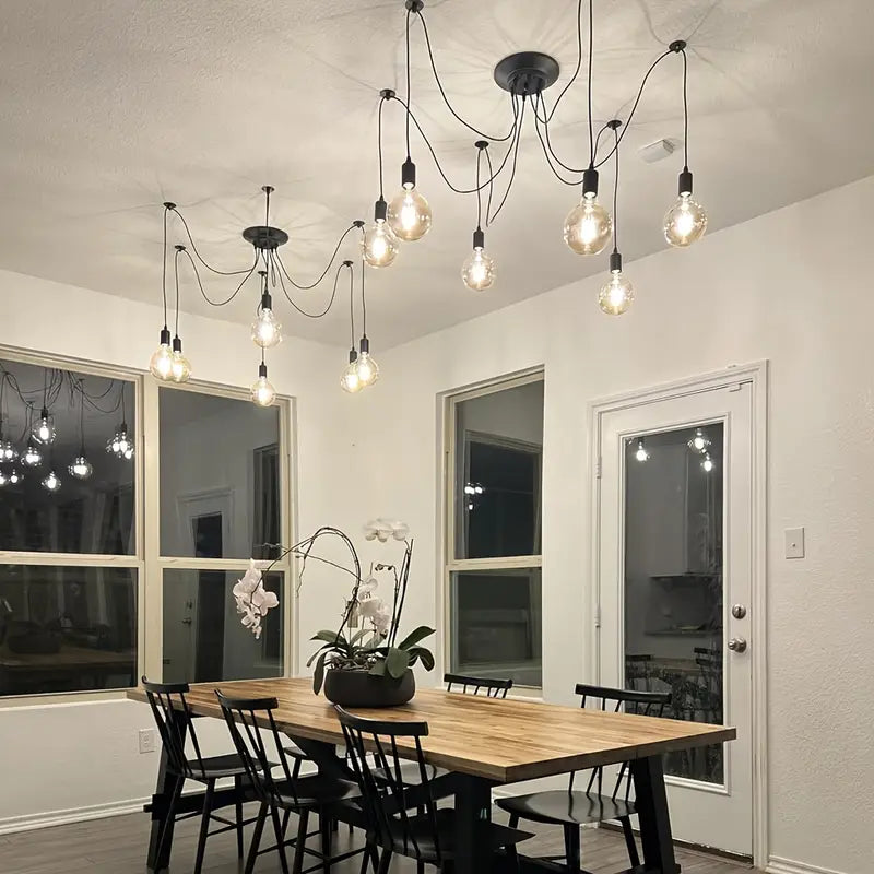 【Classic black spider chandelier】chandelier for villa living room, 6-head retro minimalist chandelier/black