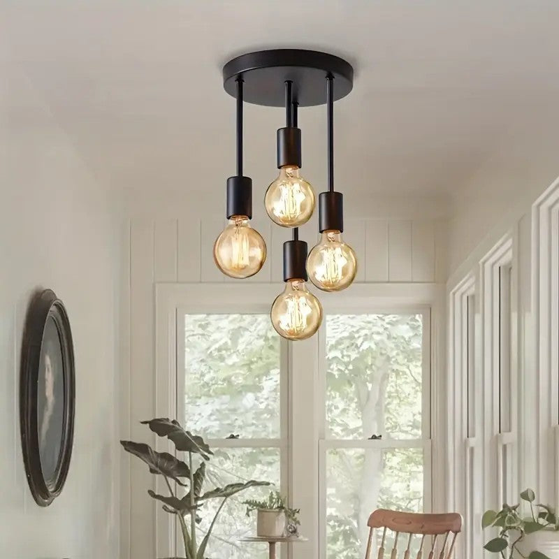 【4 black vintage chandeliers】 suitable for dining rooms, bedrooms, study rooms, living rooms, and staircases