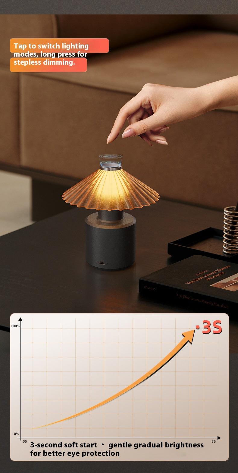 【Bedside Companion: Easing You into Peaceful Sleep】LED ambient desk lamp