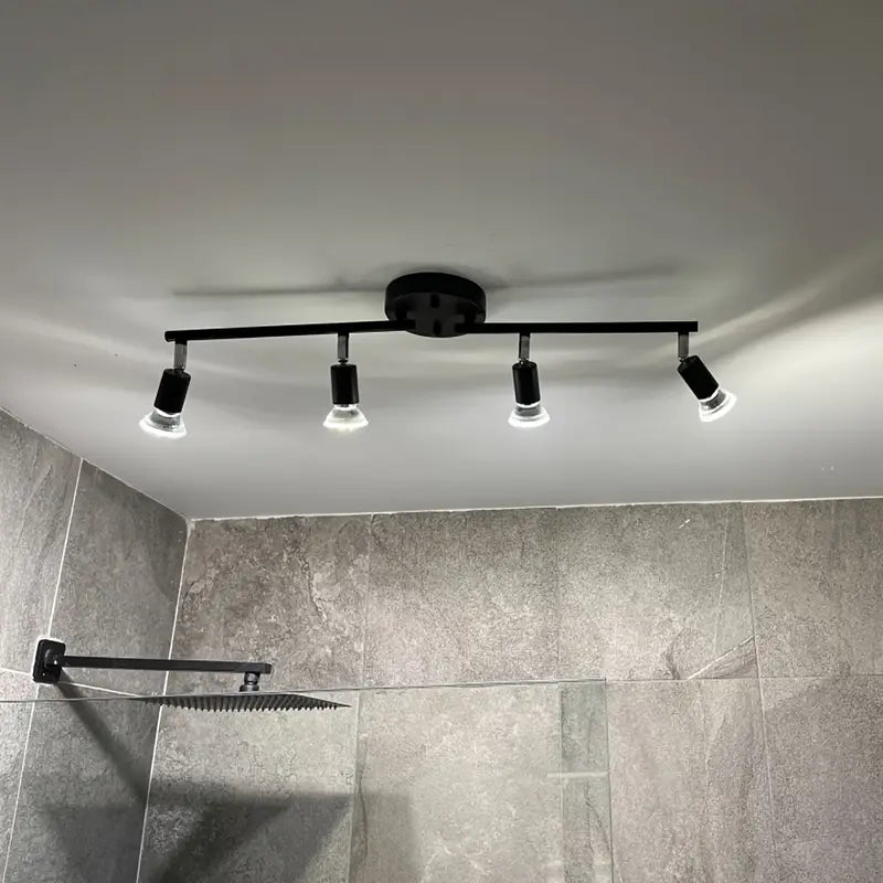 【4-light track lighting kit， black】ceiling spotlight, flexible swivel head