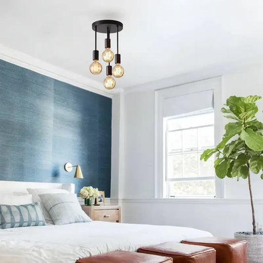 【4 black vintage chandeliers】 suitable for dining rooms, bedrooms, study rooms, living rooms, and staircases