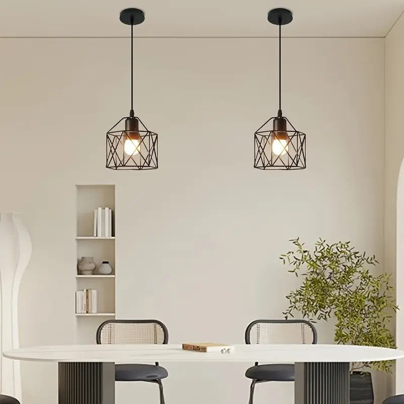 【Vintage pendant light】Farmhouse hanging basket cage metal cage pendant light.