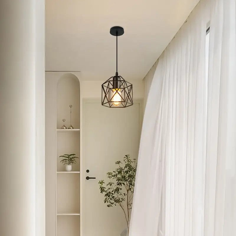 【Vintage pendant light】Farmhouse hanging basket cage metal cage pendant light.