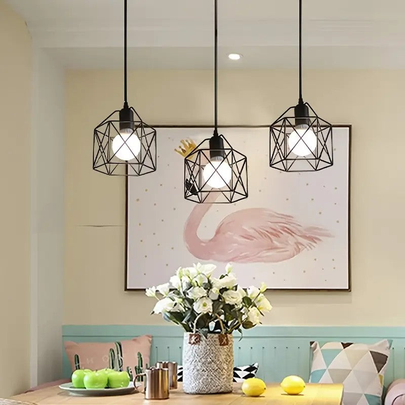 【Vintage pendant light】Farmhouse hanging basket cage metal cage pendant light.