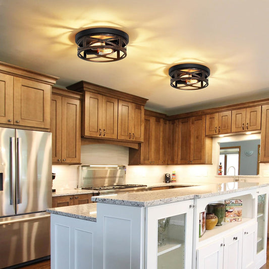 【Embedded chandelier】a rustic metal cage-style chandelier, suitable for corridors, kitchens, hallways, and bedrooms
