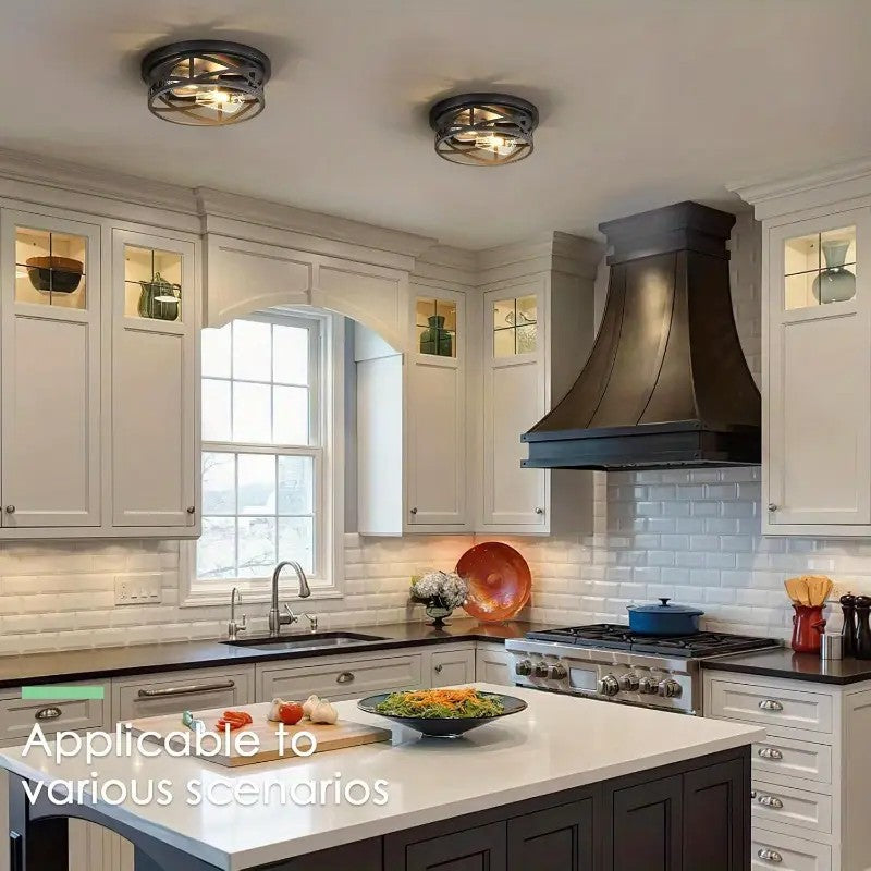 【Embedded ceiling light】 3 lights, black, suitable for kitchen, farmhouse, and hall