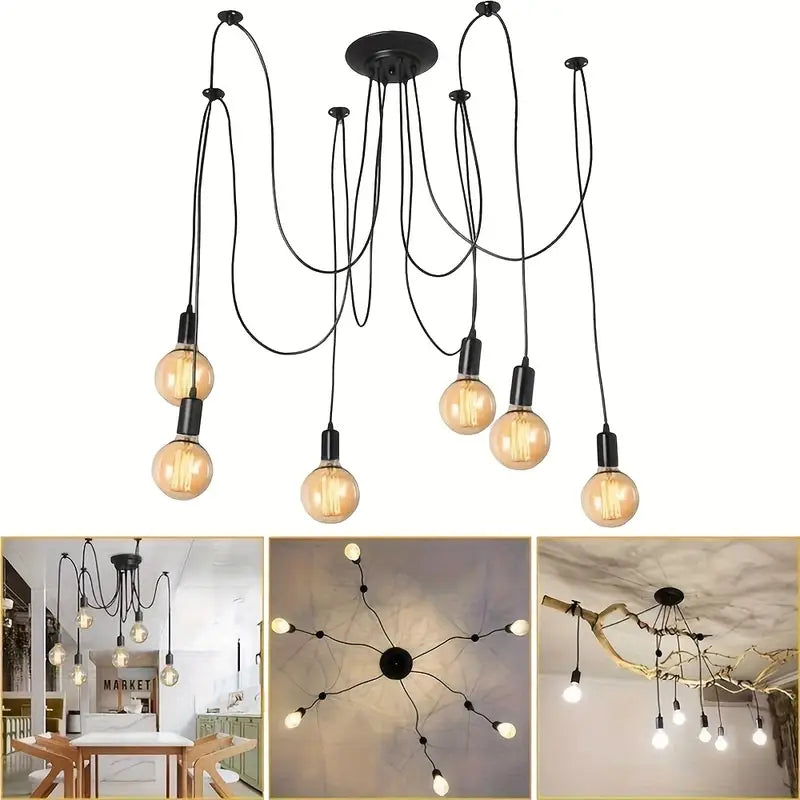 【Classic black spider chandelier】chandelier for villa living room, 6-head retro minimalist chandelier/black