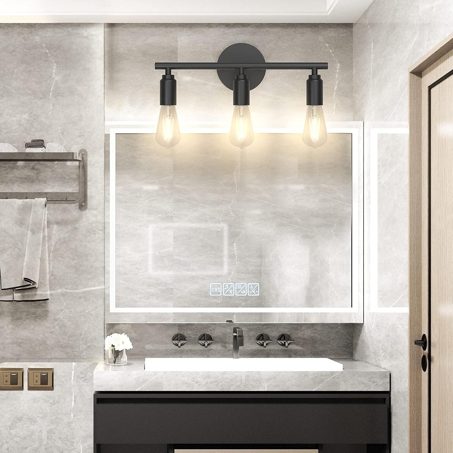 【3Lamp for bathroom】 black modern dresser lamp, bathroom wall lamp