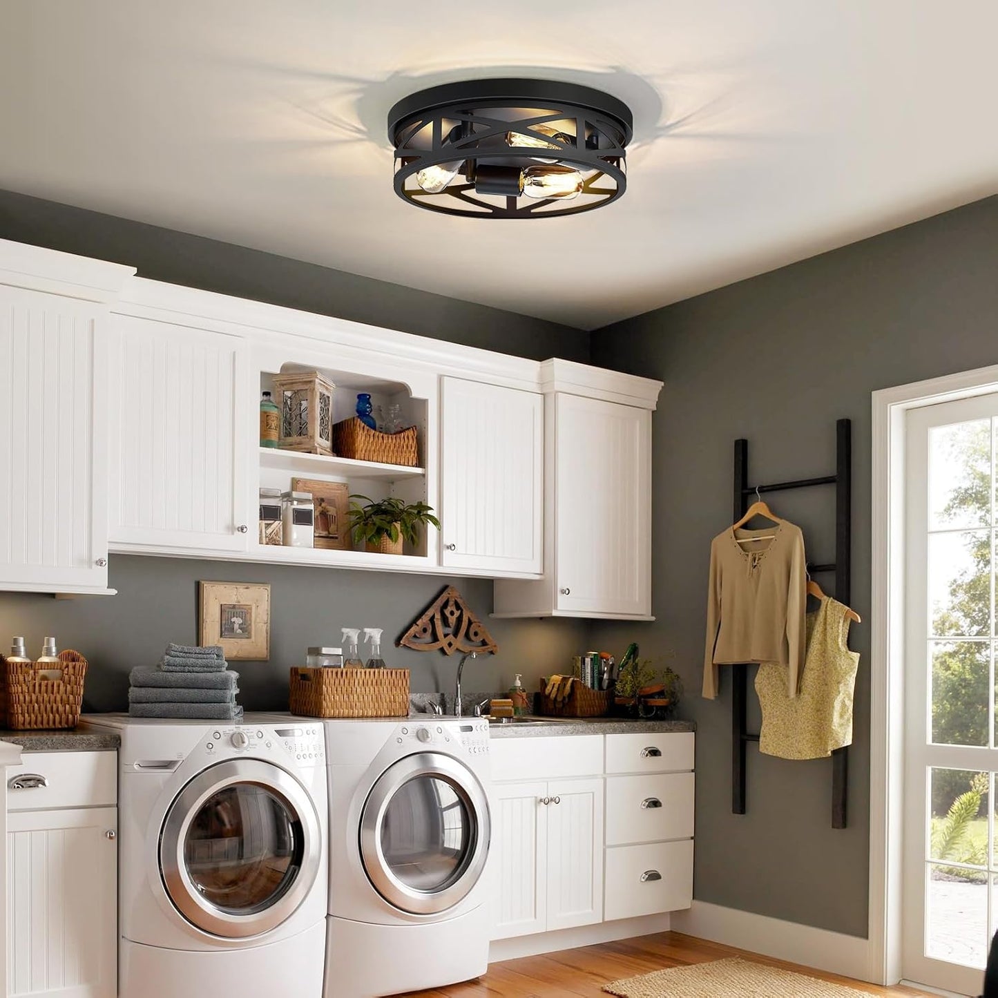 【Embedded ceiling light】 3 lights, black, suitable for kitchen, farmhouse, and hall