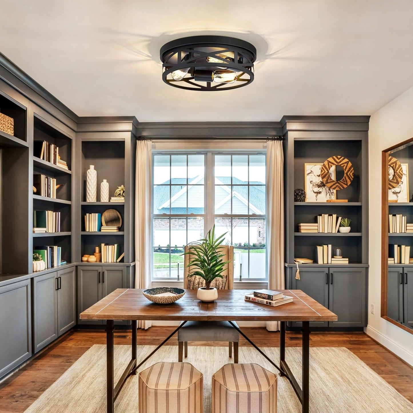 【Embedded chandelier】a rustic metal cage-style chandelier, suitable for corridors, kitchens, hallways, and bedrooms