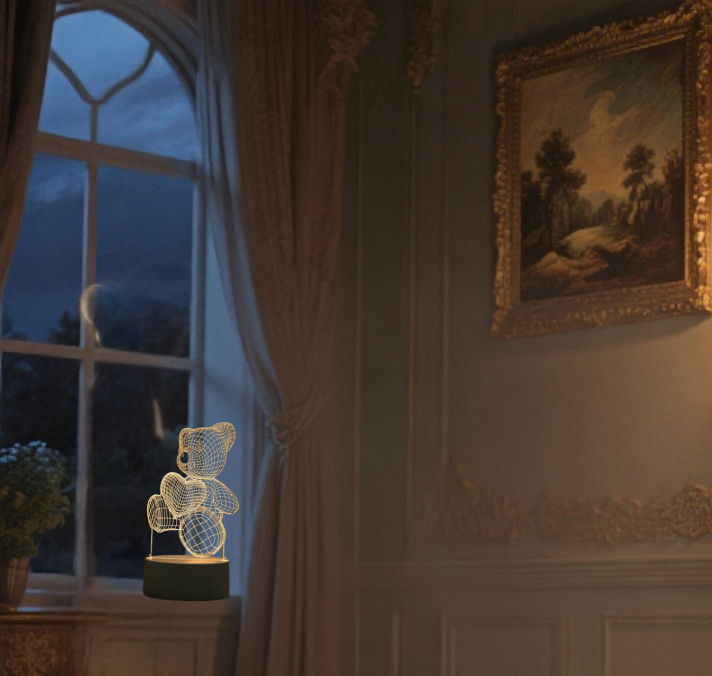 【A little bear with a big heart】3D Little Bear Night Light