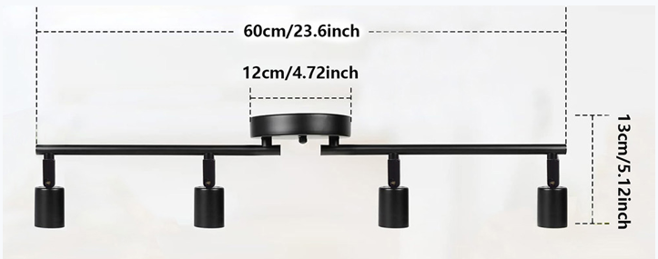【4-light track lighting kit， black】ceiling spotlight, flexible swivel head