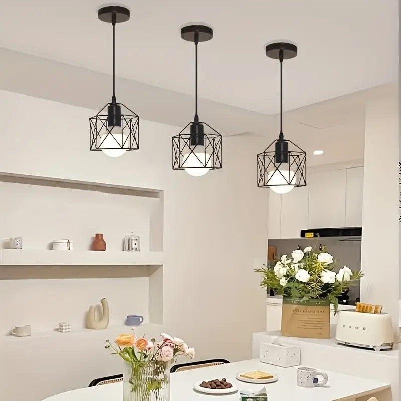 【Vintage pendant light】Farmhouse hanging basket cage metal cage pendant light.
